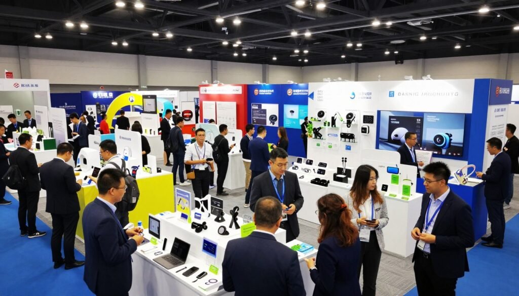 Attendees explore products from 300 startups in the Expo Hall
